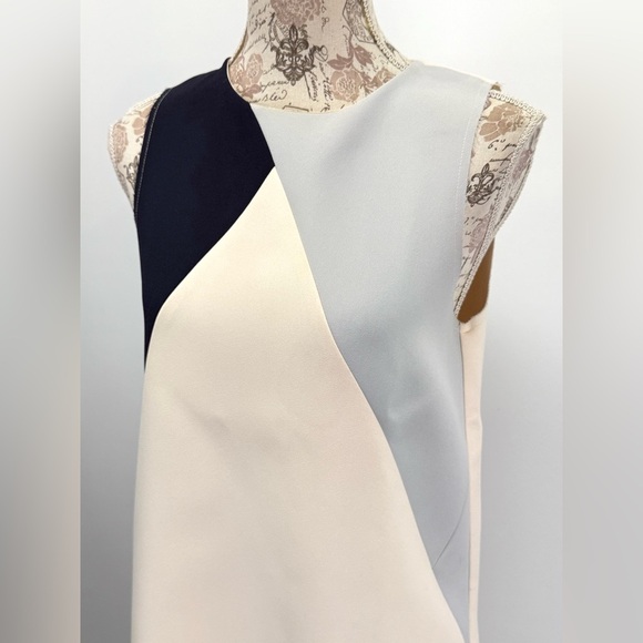 TOPSHOP Blue and Cream color block sleeveless Mini Dress size M - Picture 4 of 13